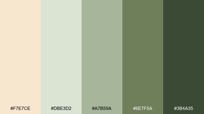 soft sage table color palette with hex codes