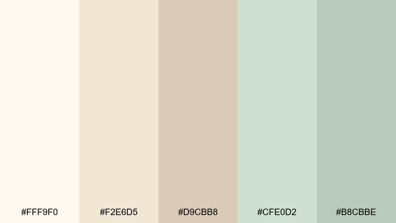 soft sand and sage light color palette with hex codes