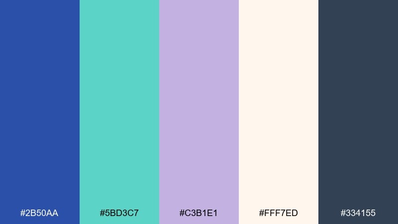 soft sea lavender color palette with hex codes