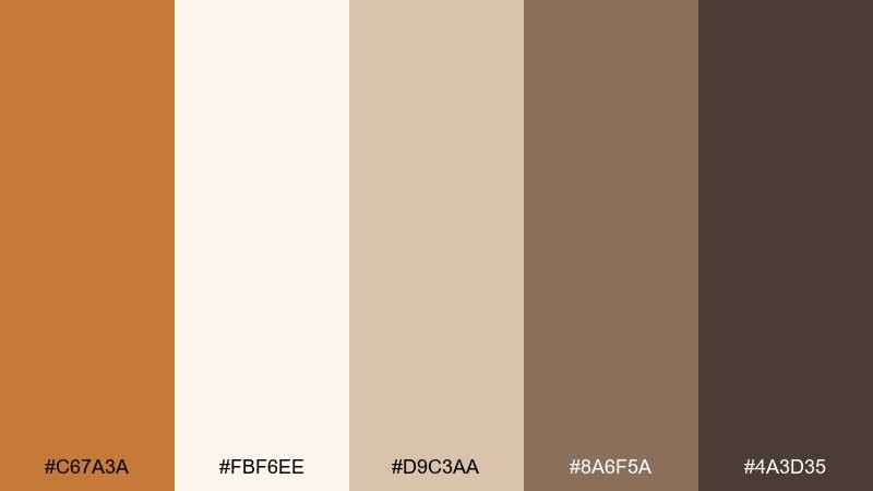 soft sepia raw sienna color palette with hex codes
