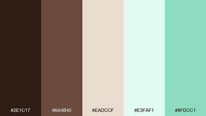 soft-serve-neutrals chocolate mint color palette with hex codes