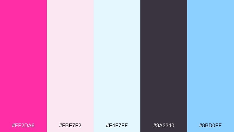 soft signal shocking pink color palette with hex codes