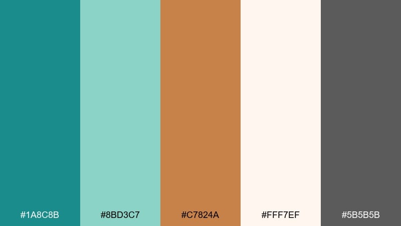 soft spa tile teal copper color palette with hex codes