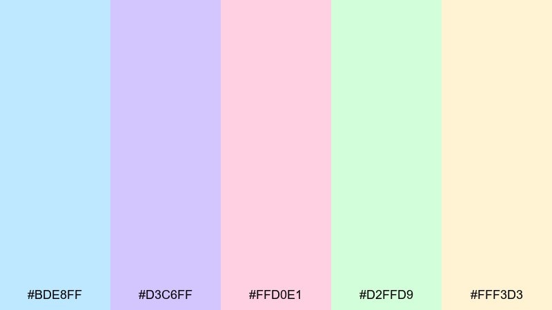 soft spectrum holographic color palette with hex codes