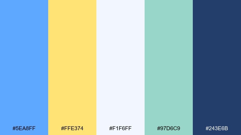 soft sportswear blue pastel yellow color palette with hex codes