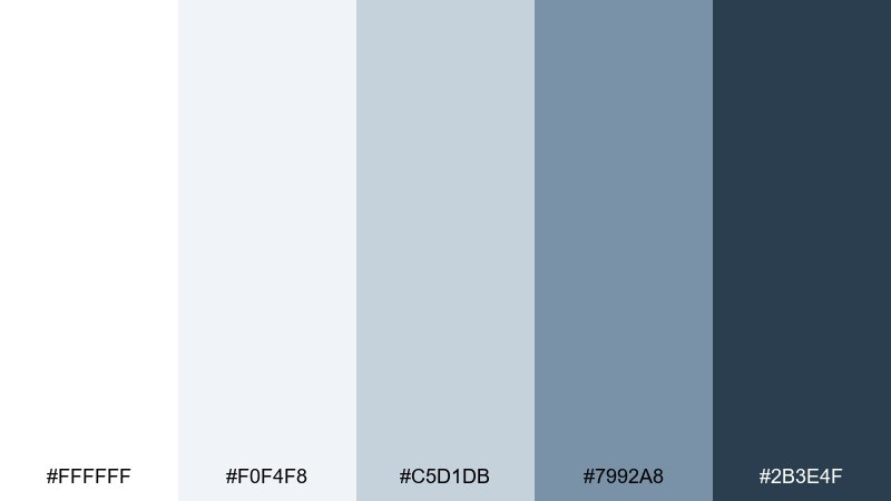 soft steel blue color palette with hex codes
