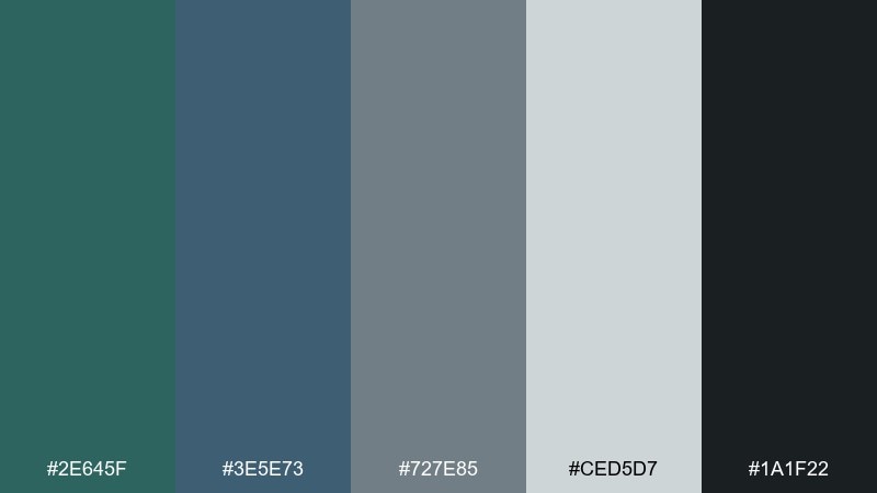 soft tarmac green blue gray color palette with hex codes