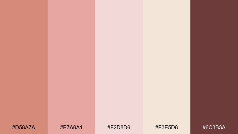 soft terracotta pink color palette with hex codes