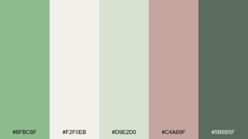 soft wedding eucalyptus dark sea green color palette with hex codes
