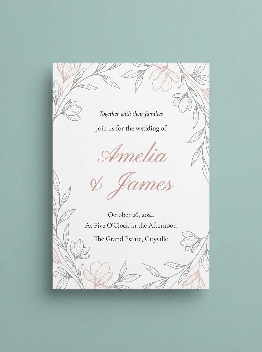 teal gray wedding invite