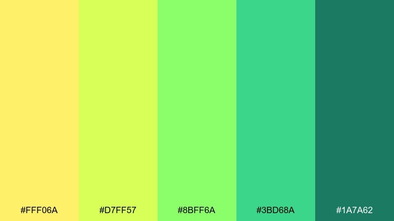 solar lime gradient color palette with hex codes