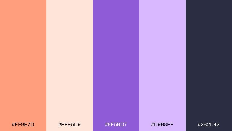 sorbet twilight color palette with hex codes