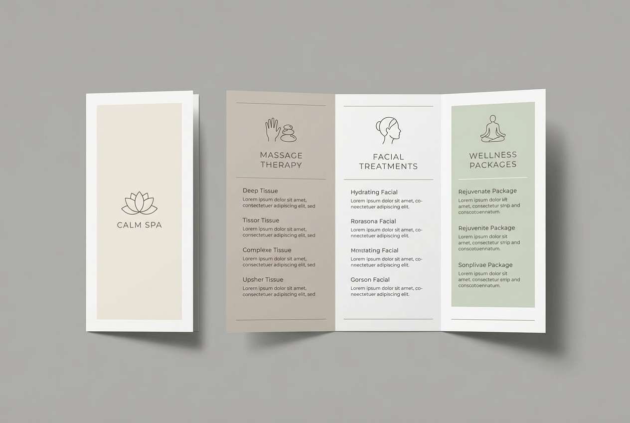 spa brochure trifold layout