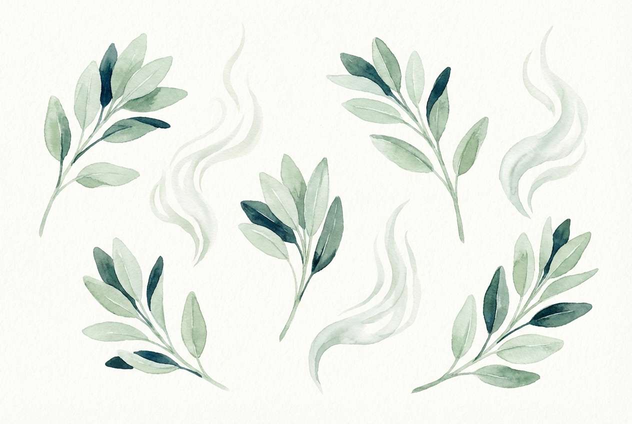 sage botanical watercolor set