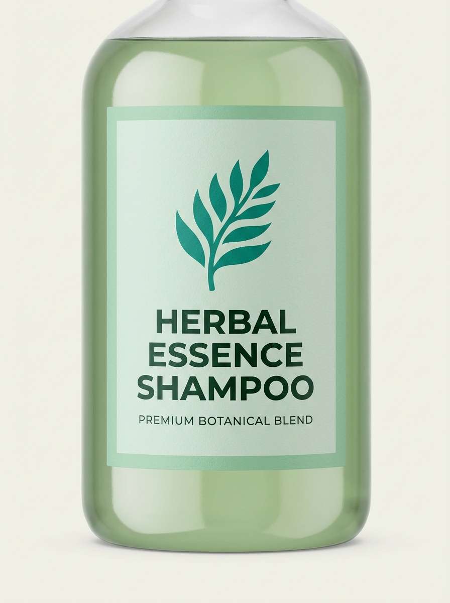 herbal green shampoo bottle