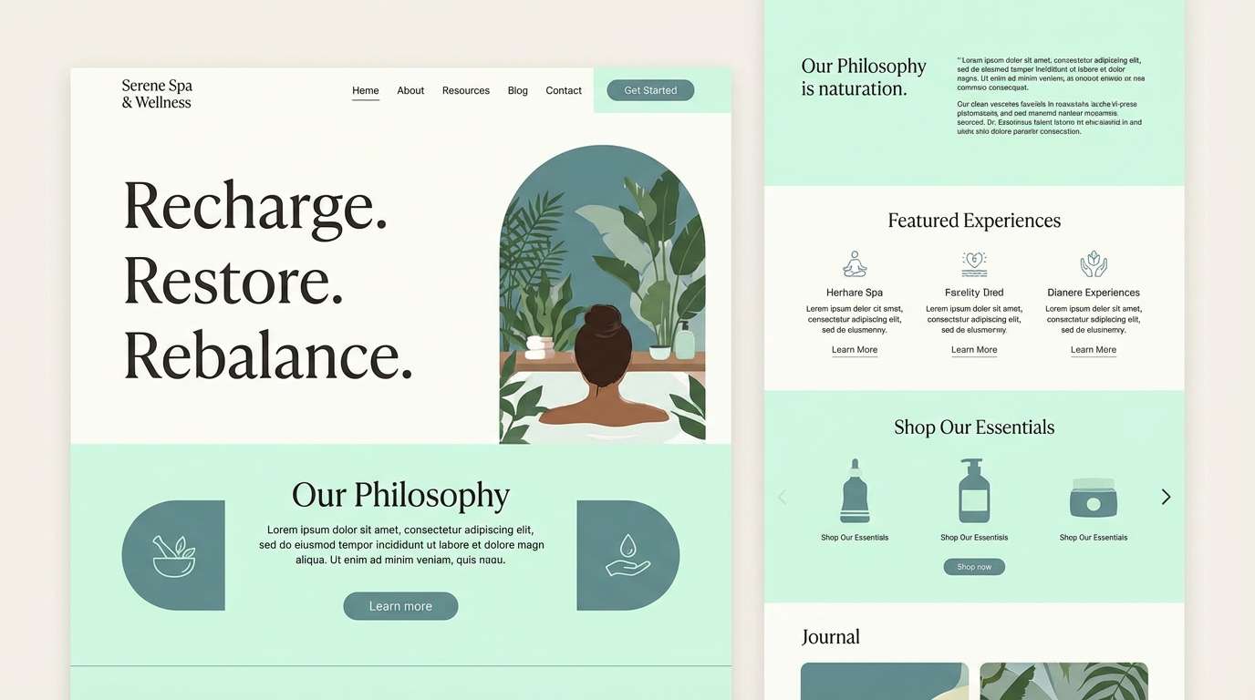 spa landing page hero