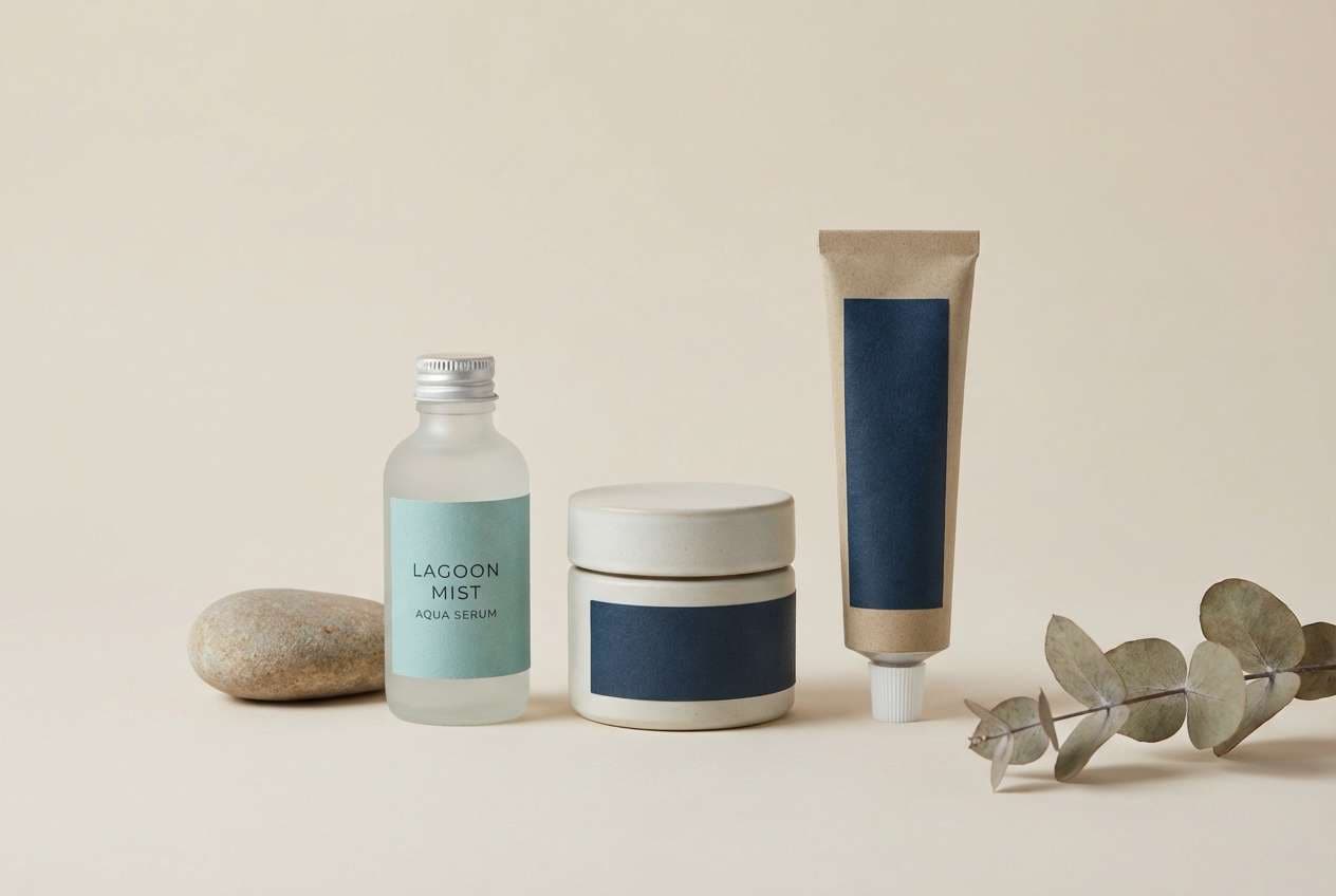 spa packaging in lagoon tones