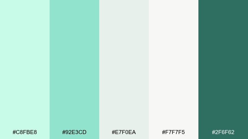 spa packaging mint green color palette with hex codes