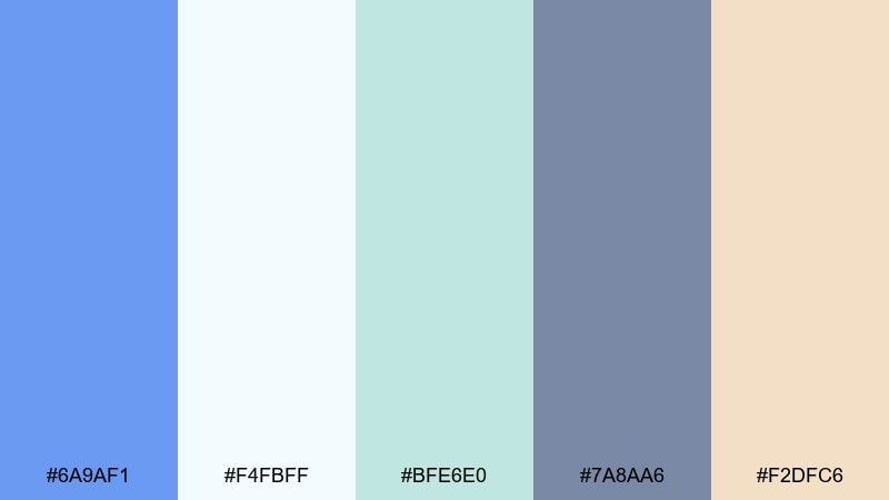spa serenity cornflower blue color palette with hex codes