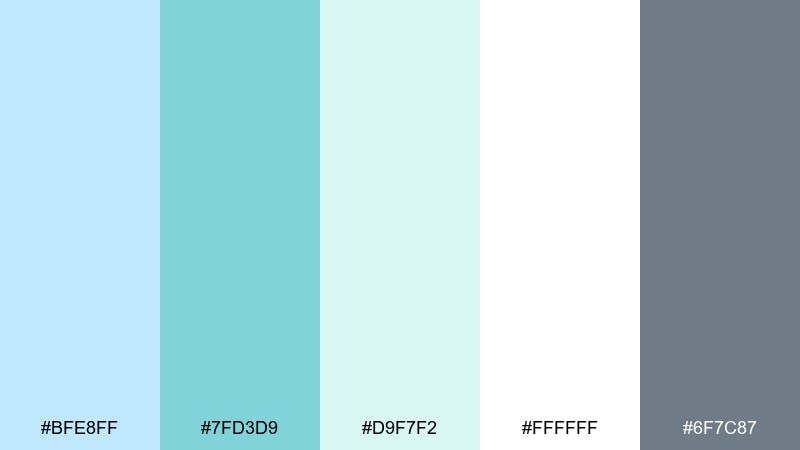 spa serenity light blue color palette with hex codes