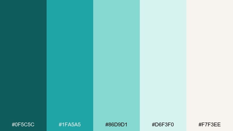 spa serenity teal blue green color palette with hex codes