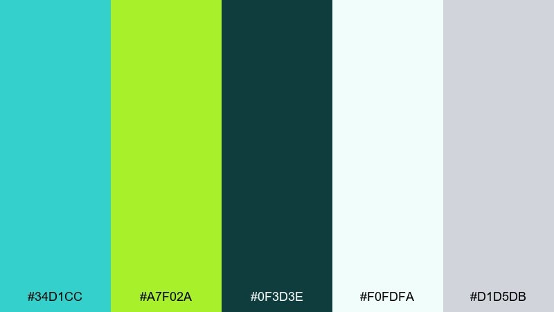 spa serenity turquoise lime green color palette with hex codes