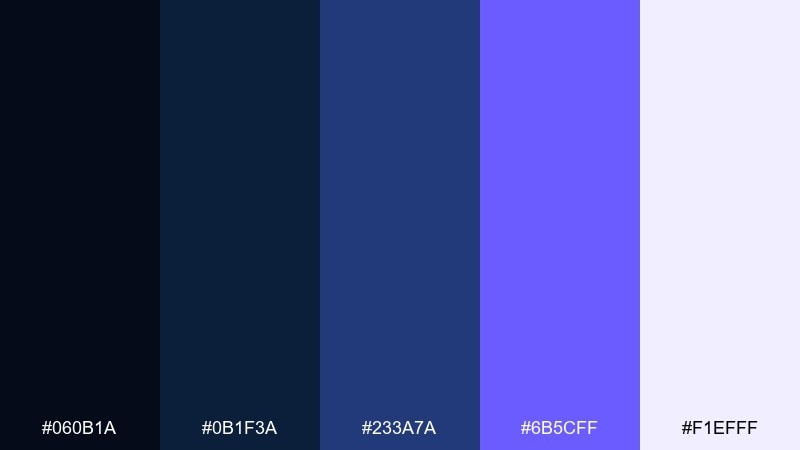spacebound gradient midnight blue color palette with hex codes