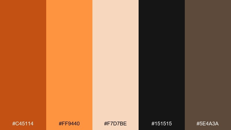 spice market night dark orange color palette with hex codes