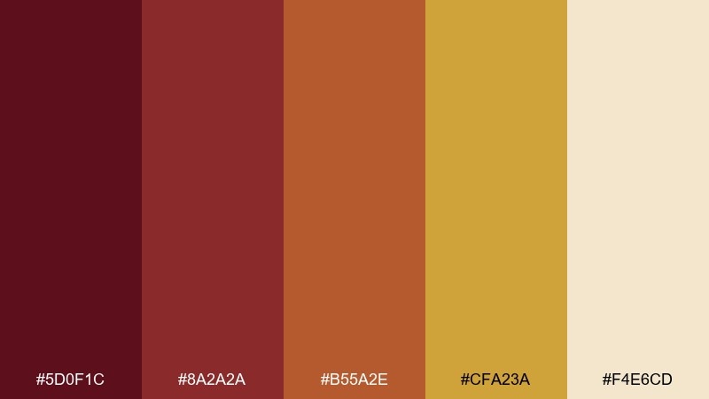 spice route maroon gold color palette with hex codes