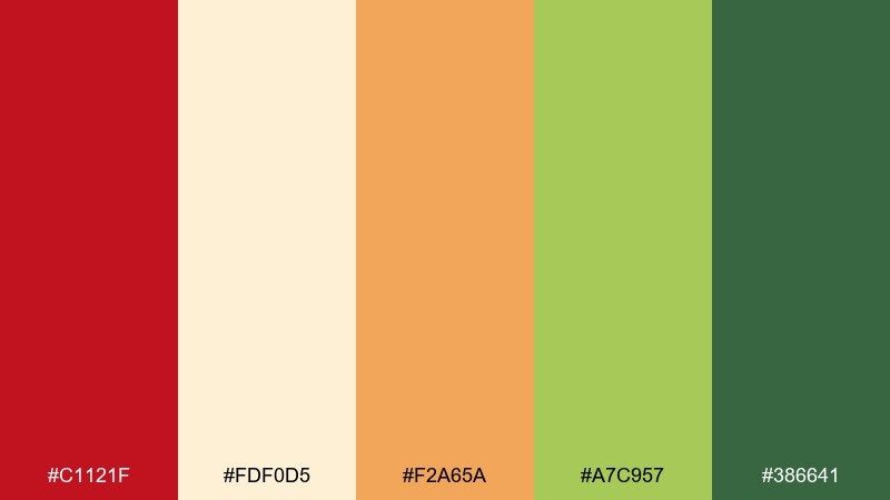 spice route tomato color palette with hex codes