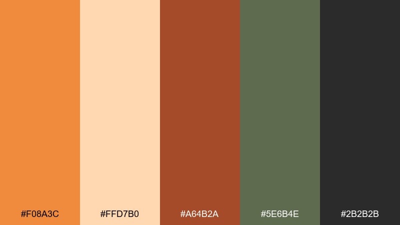 spiced apricot dark tangerine color palette with hex codes