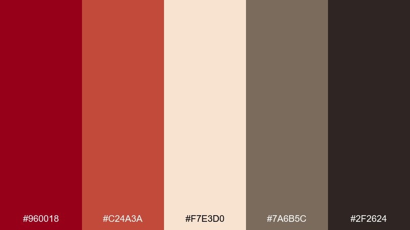 spiced berry kitchen carmine color palette with hex codes