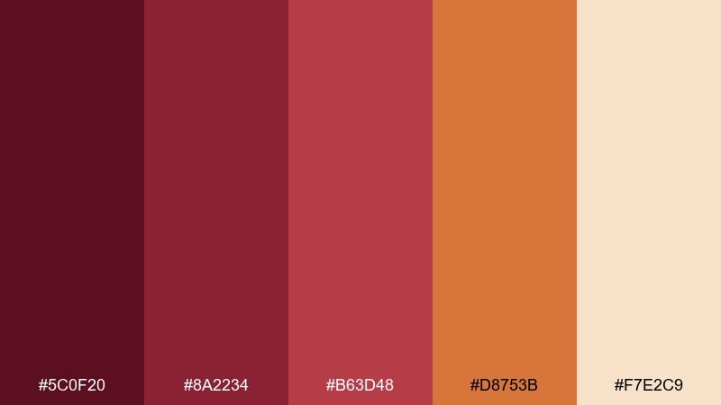 spiced cherry wine color palette with hex codes