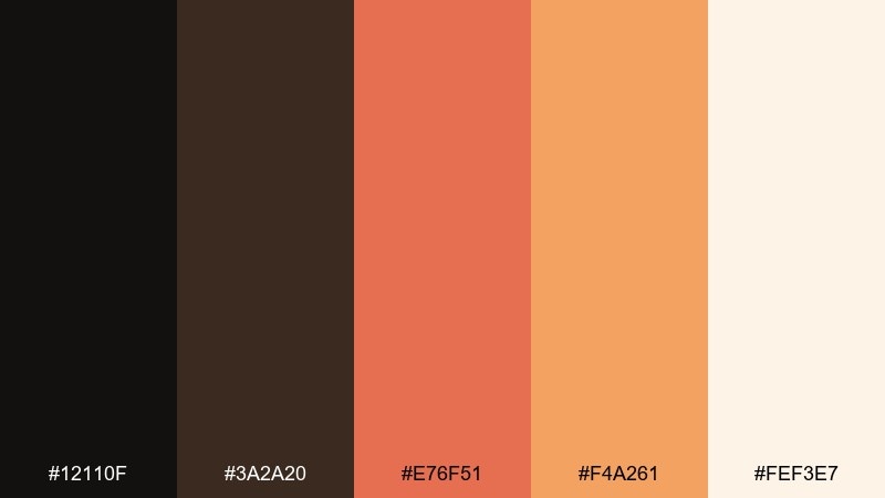 spiced cinder color palette with hex codes