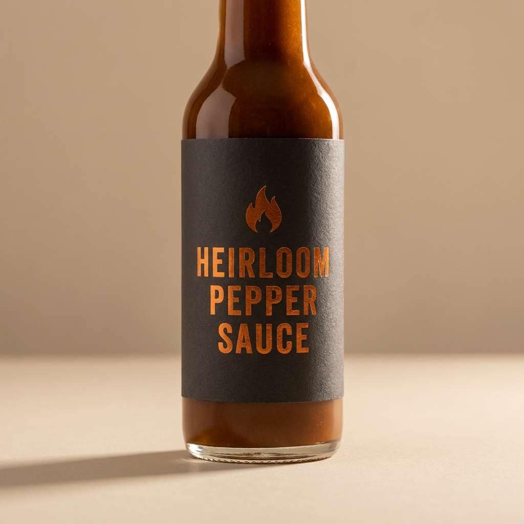 sauce label with warm orange