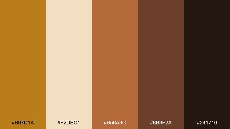spiced cocoa ochre color palette with hex codes