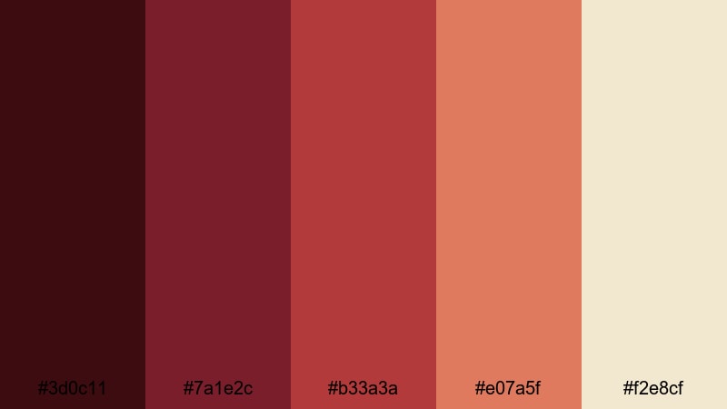 spiced cranberry color palette with hex codes