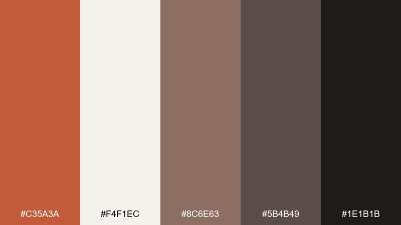 spiced mocha minimal ui burnt sienna color palette with hex codes
