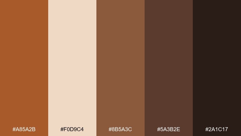 spiced mocha raw sienna color palette with hex codes