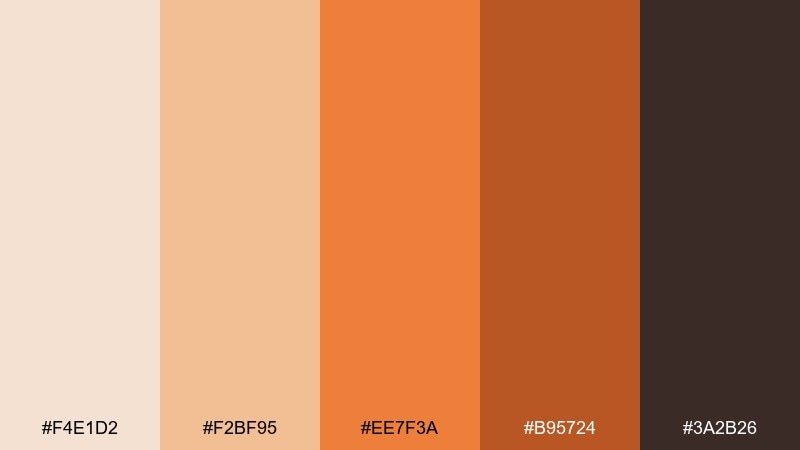 spiced pumpkin bakery beige orange color palette with hex codes