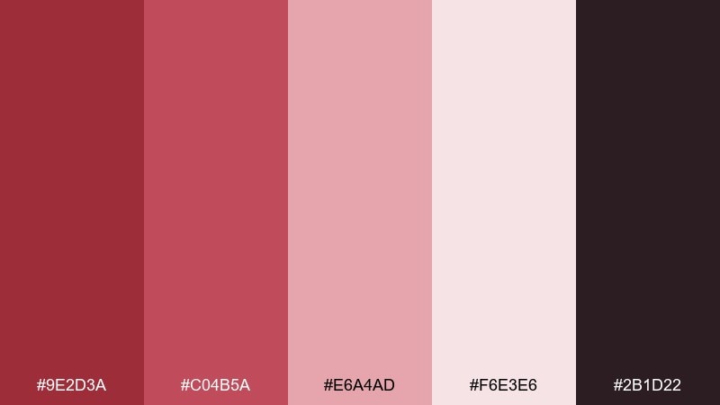 spiced rose ruddy color palette with hex codes
