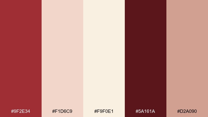 spiced rosette red cream color palette with hex codes