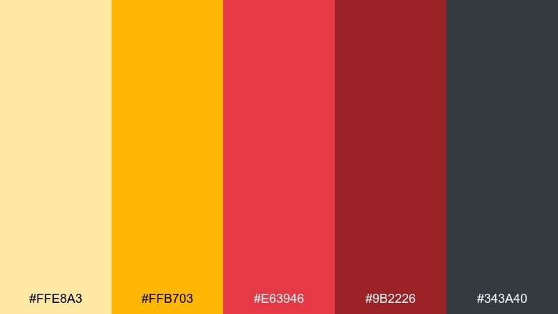 spiced sunset color palette with hex codes