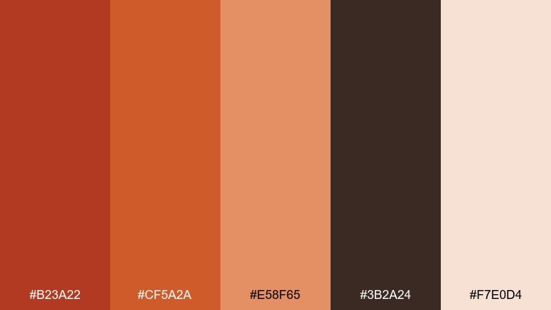 spiced terracotta flame color palette with hex codes