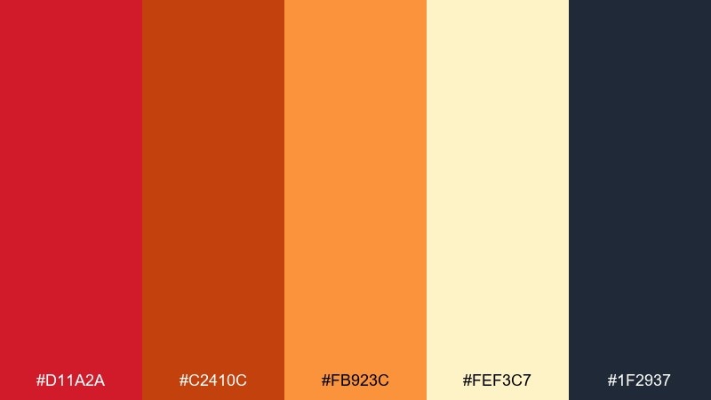spiced terracotta lust color palette with hex codes