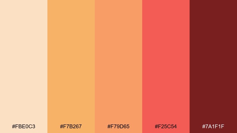 spiced terracotta yellow orange red color palette with hex codes