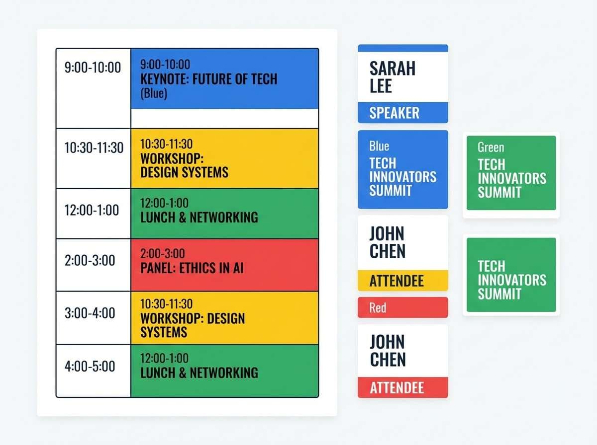 event schedule badge set