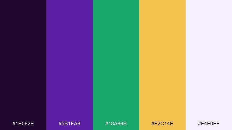 spotlight royale mardi gras color palette with hex codes