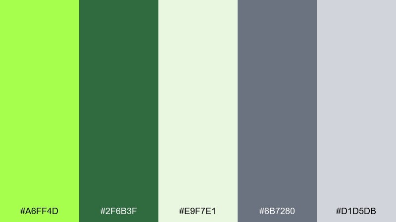 spring botanica chartreuse color palette with hex codes