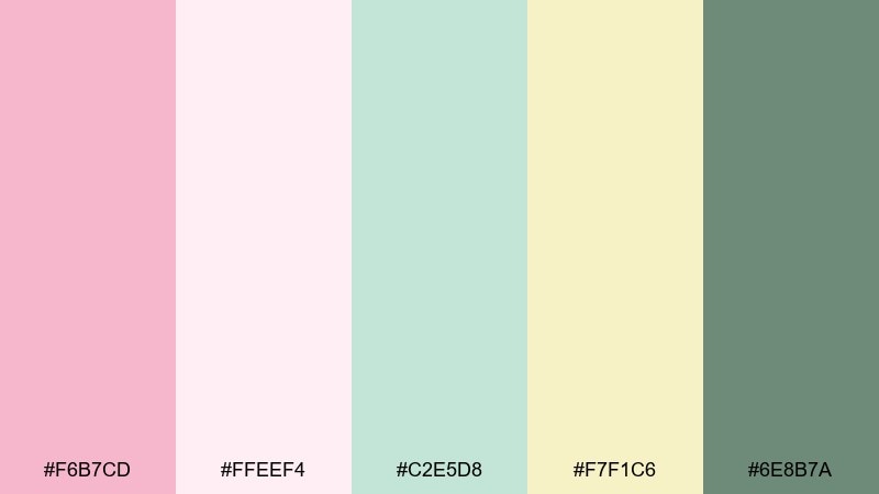 spring bouquet watercolor color palette with hex codes